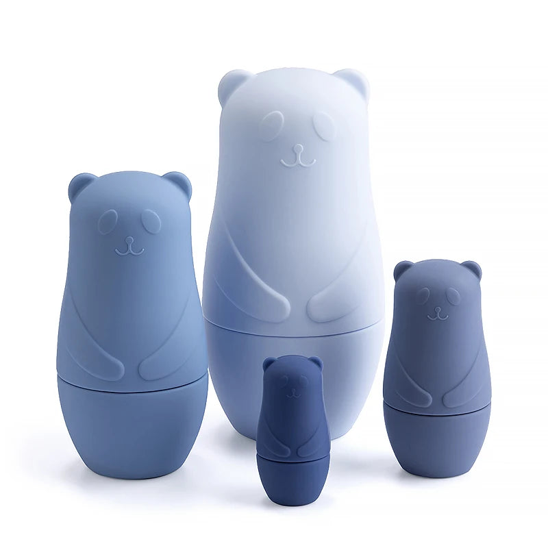 Silicone Bear Family Nesting Dolls for Hand-Eye Coordination, Stacked building blocks