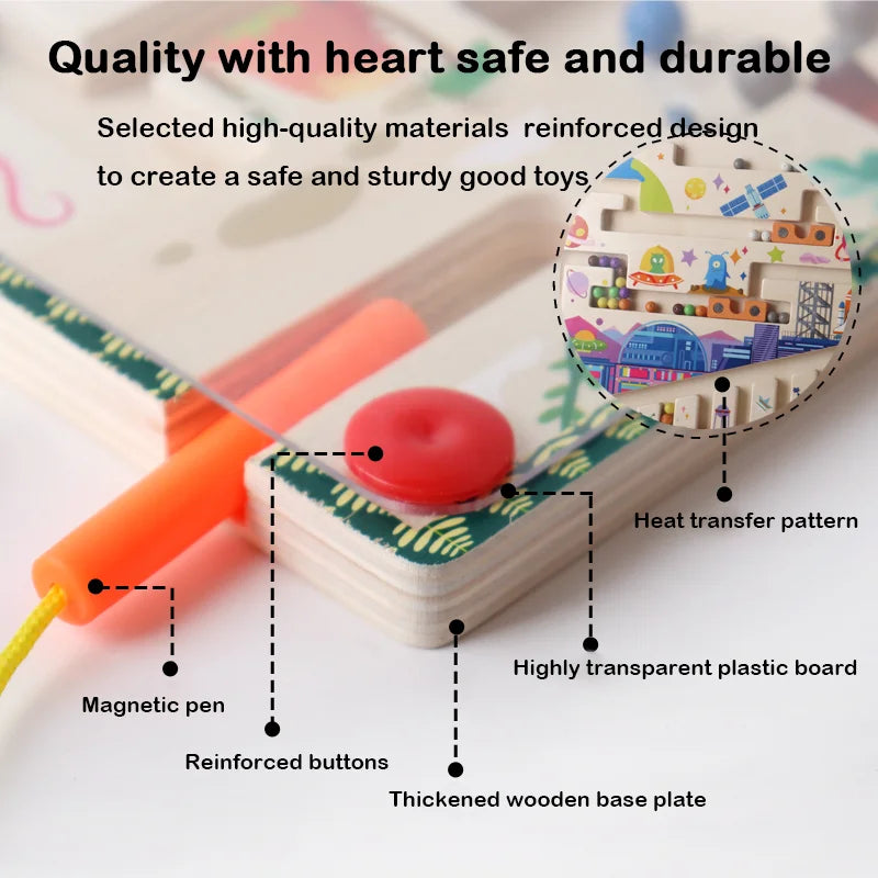 Large Magnetic Montessori Scene Maze Toys, Color and Number Sorting, Pen Grip Training