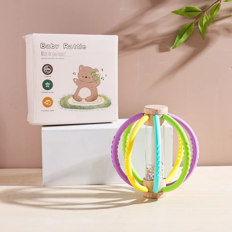 Baby Rainbow Silicone Teether Toys, Music Rattle Sensory Toys - LittleOzKid