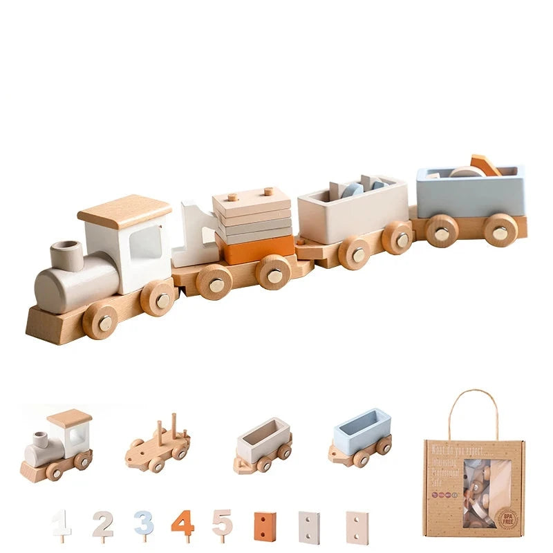Montessori Wooden Train Birthday Toy Kids - LittleOzKid