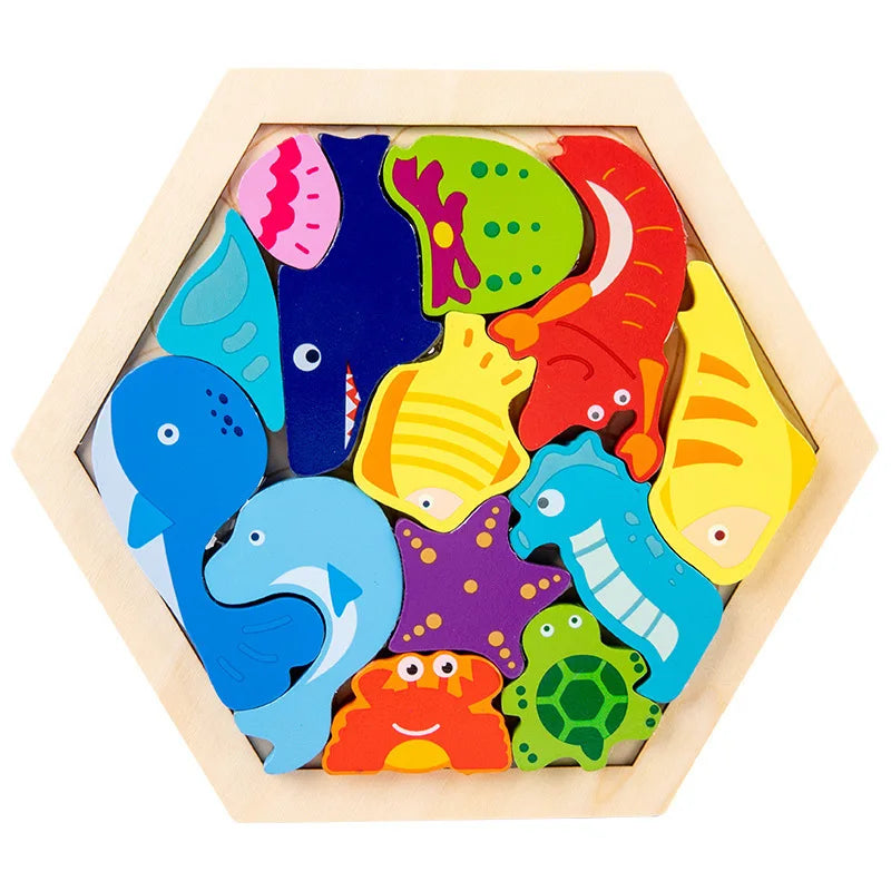 3D Wooden jigsaw Puzzle Board for kids