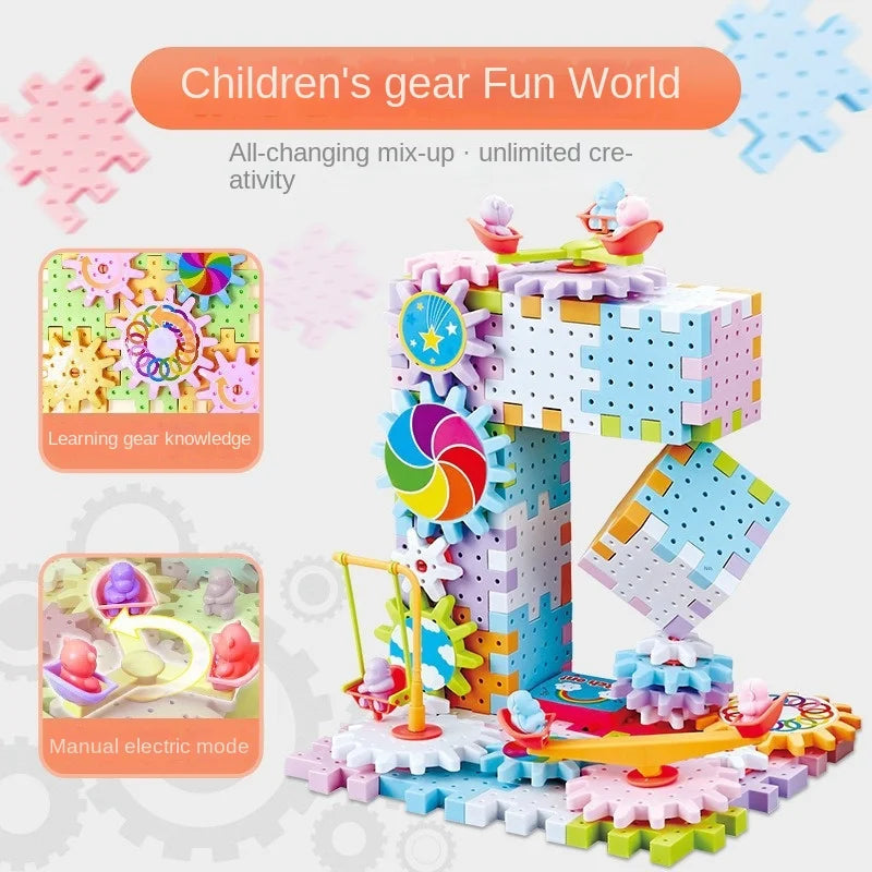 Montessori Electric Rotating Gear Building Block Toys, Block Bricks toys for Children - LittleOzKid