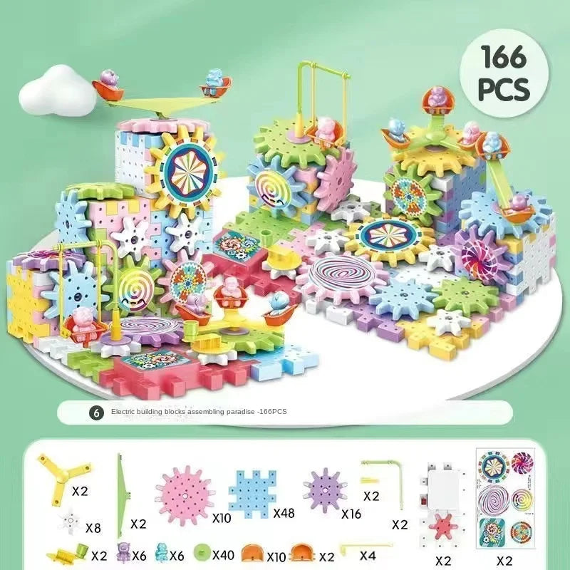 Montessori Electric Rotating Gear Building Block Toys, Block Bricks toys for Children - LittleOzKid