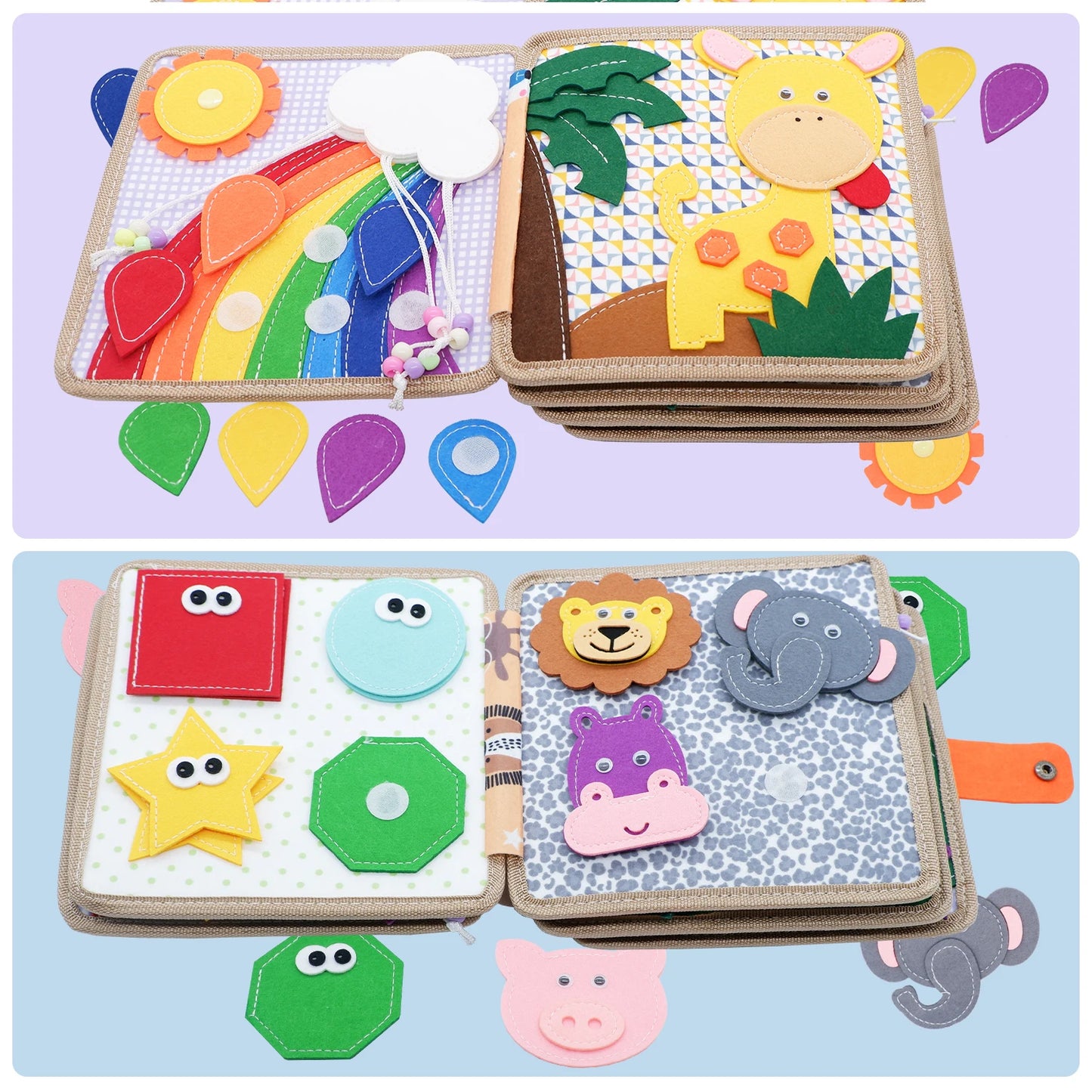Toddlers Montessori Busy Board Farm Animal Quiet Felt Activity Toy Book - LittleOzKid