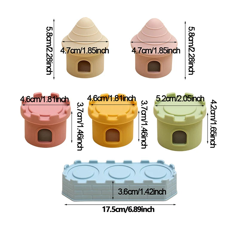 Silicone Castle Stacking Blocks, Montessori Teether Toy