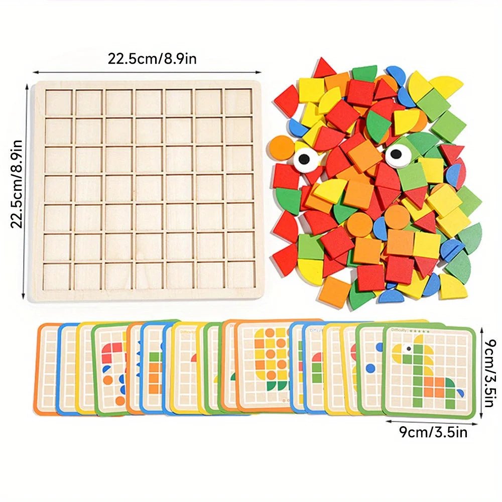 120Pcs Wooden Mosaic Puzzle, Jigsaw Puzzle Board Set for kids - LittleOzKid