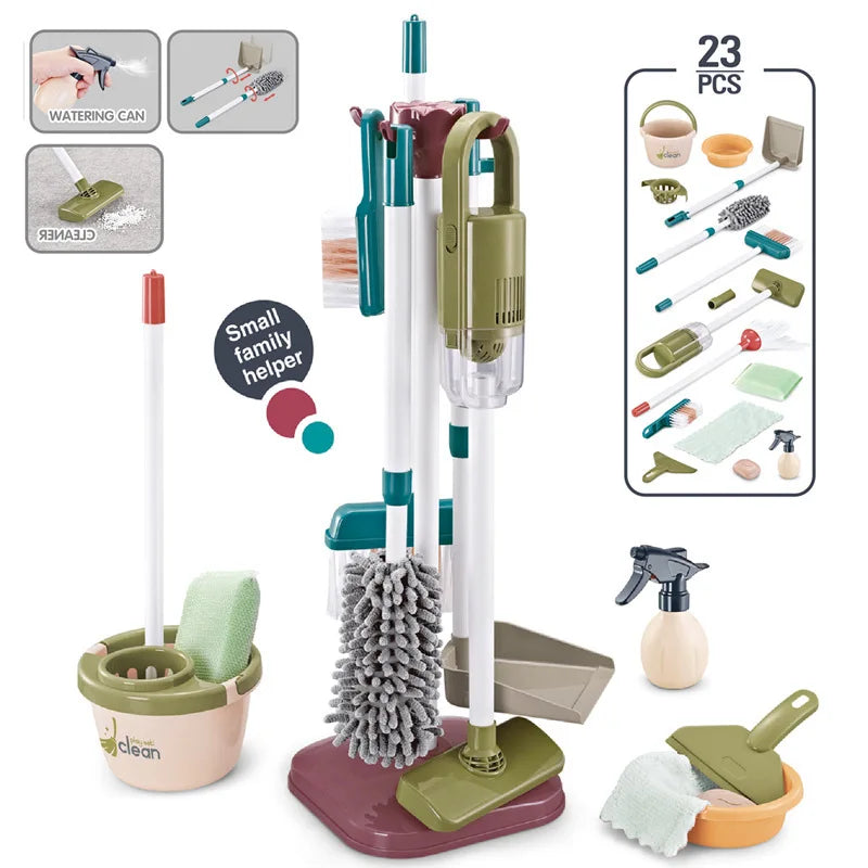 23 PCS Pretend Play Cleaning Toy Set and Vacuum Cleaner Tools