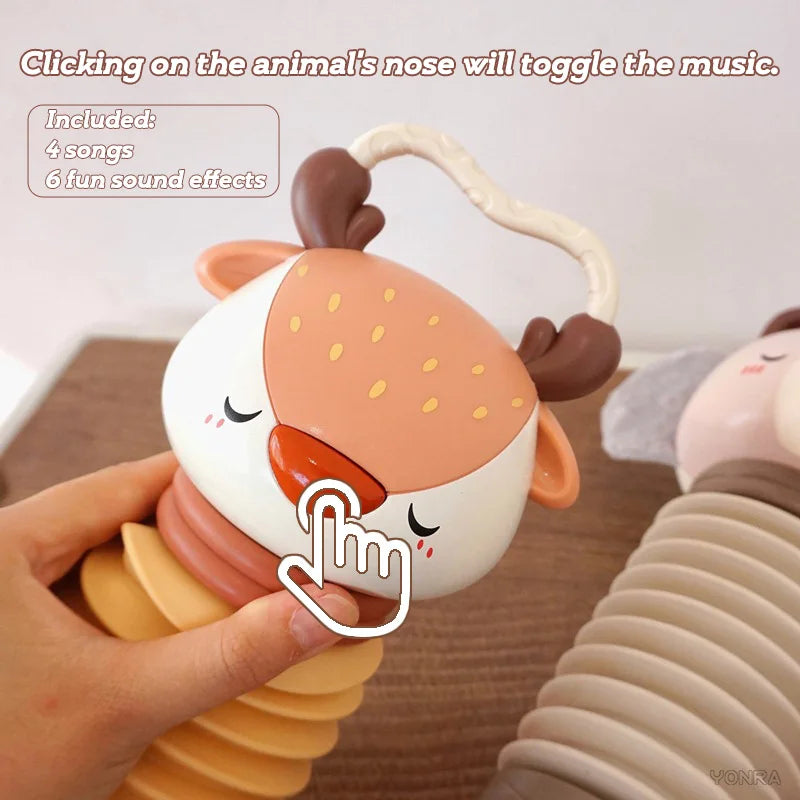 2-in-1 Musical Accordion Baby Crib Bed Bell Stroller, Toddler Rattles Sensory