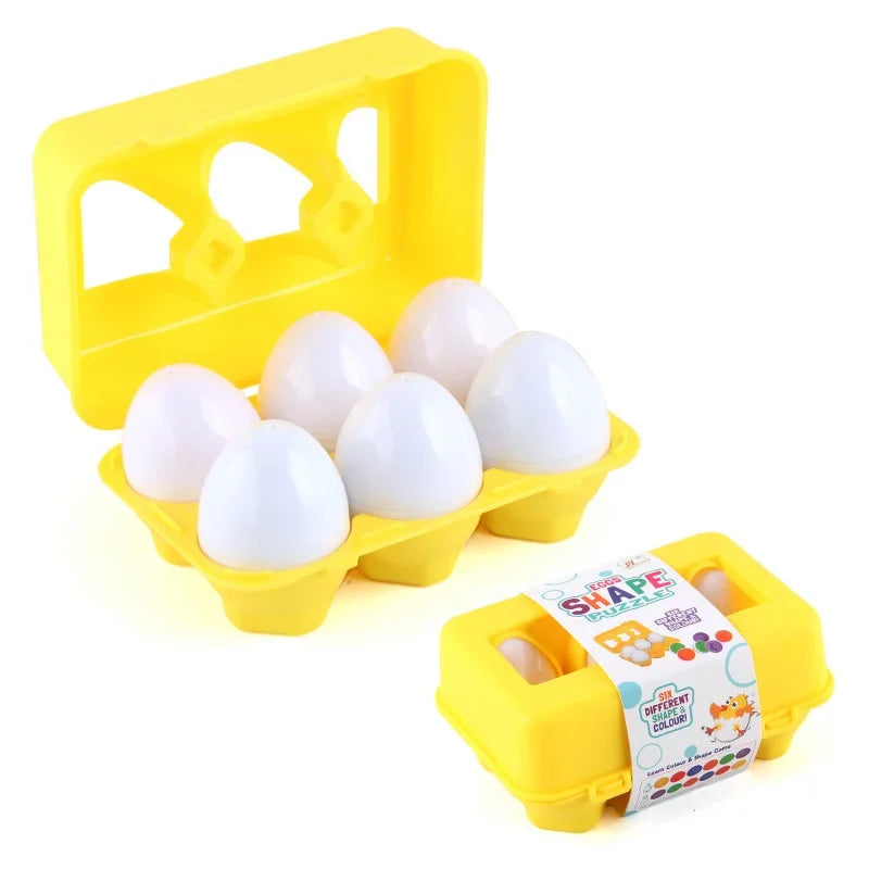 6 to 12 PCS Matching Puzzle Eggs Colour Montessori Sensory Educational Toy - LittleOzKid