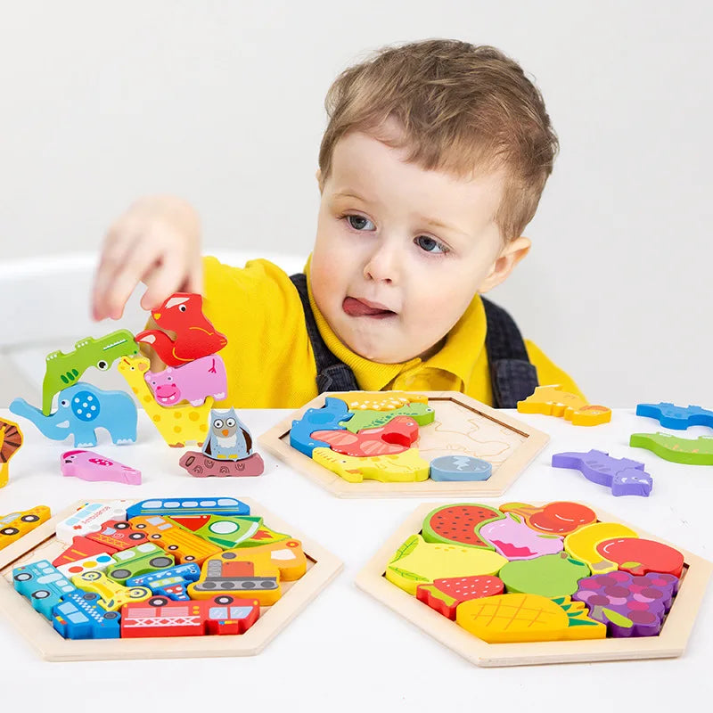 3D Wooden jigsaw Puzzle Board for kids