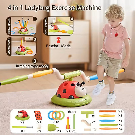 4 in 1 Ladybug Exercise Machine, Sport Indoor & Outdoor Entertainment Kids Game, Educational Toy