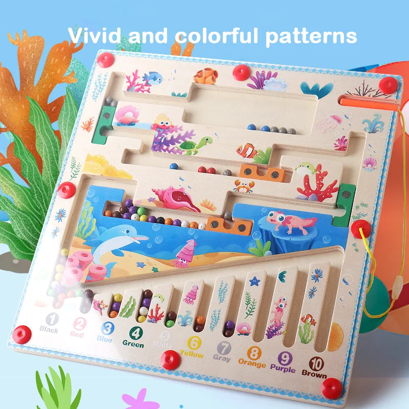 Large Magnetic Montessori Scene Maze Toys, Color and Number Sorting, Pen Grip Training