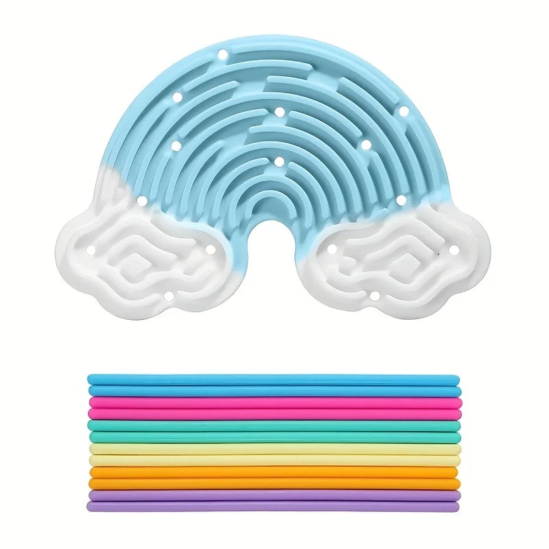 Rainbow Clouds Silicone Sensory Activity Board, Fine Motor Skills and Stress Free Toy