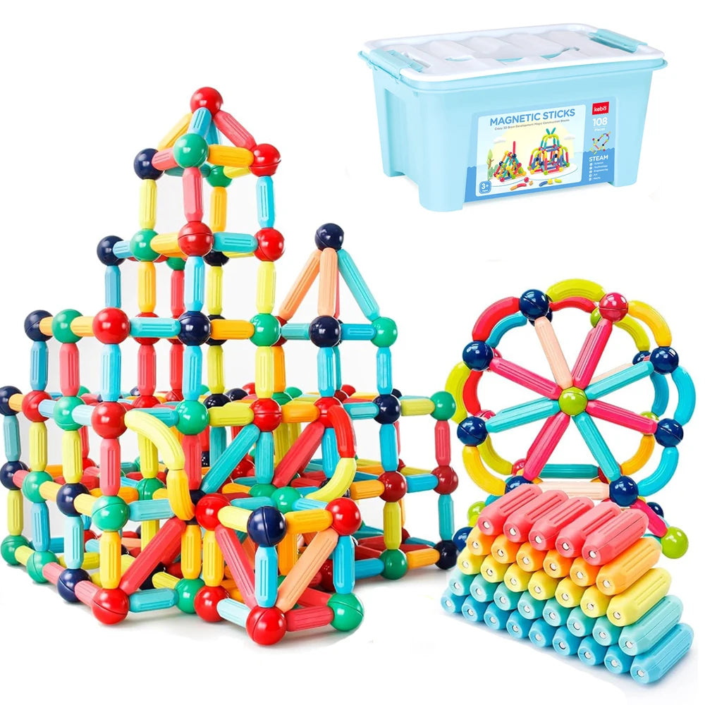 Montessori Magnetic Building Blocks, Magnetic Tiles Stacking Build Set for Kids