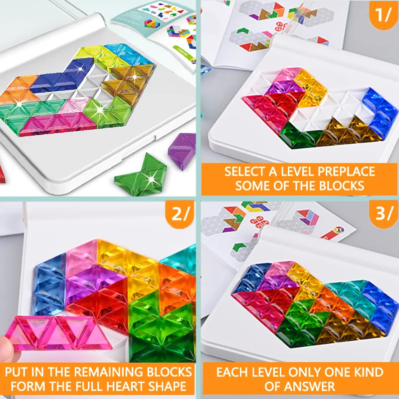 3D Puzzle Board Game Tangram Thinking Brain Challenge Game, Education Montessori Toys