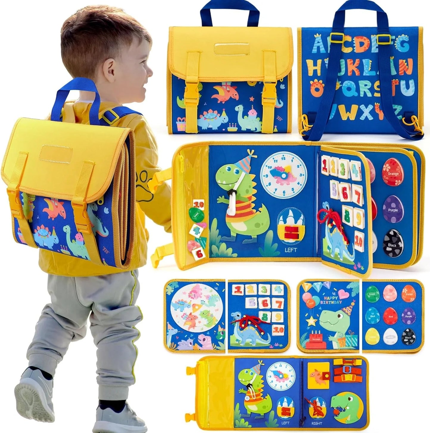 17 in 1 Backpack Learning Toddlers Busy Board, Felt Quiet Book for Kids - LittleOzKid