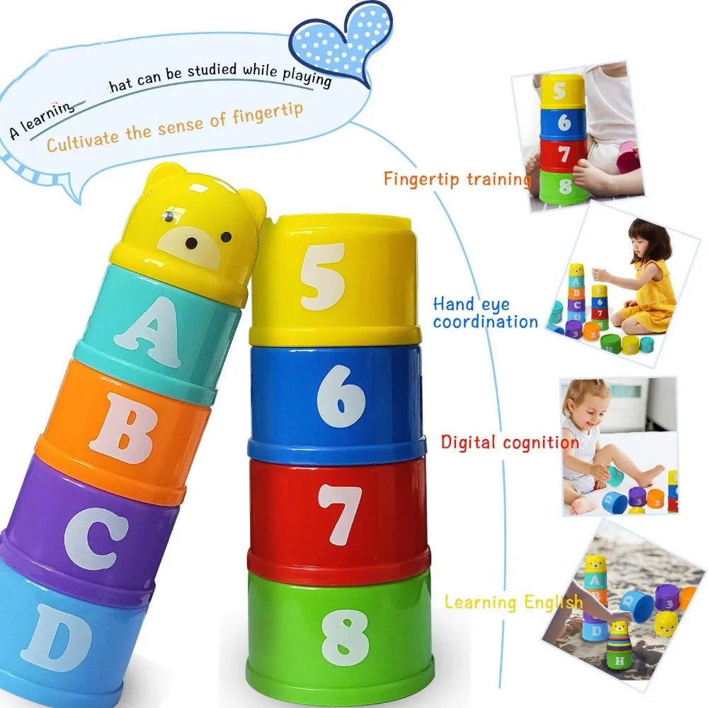 8 colorful Stacking Cups, Beach, Bathtub Educational Toys for Toddler - LittleOzKid