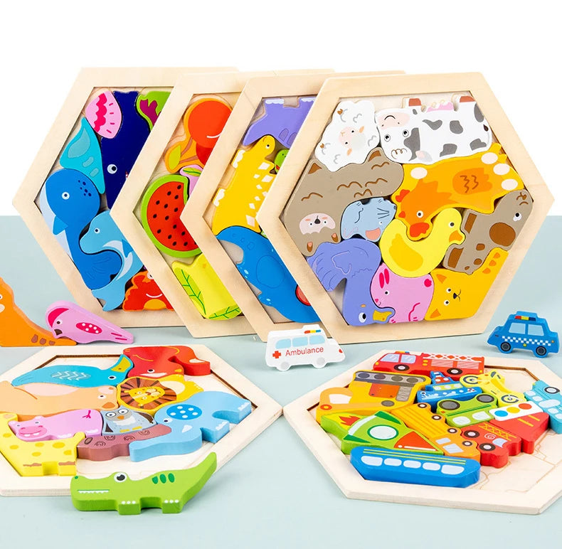 3D Wooden jigsaw Puzzle Board for kids