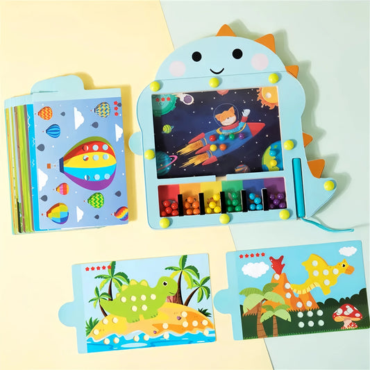 Montessori Wooden Magnetic Dinosaur Maze Board – Color Sorting Learning Activity Toy