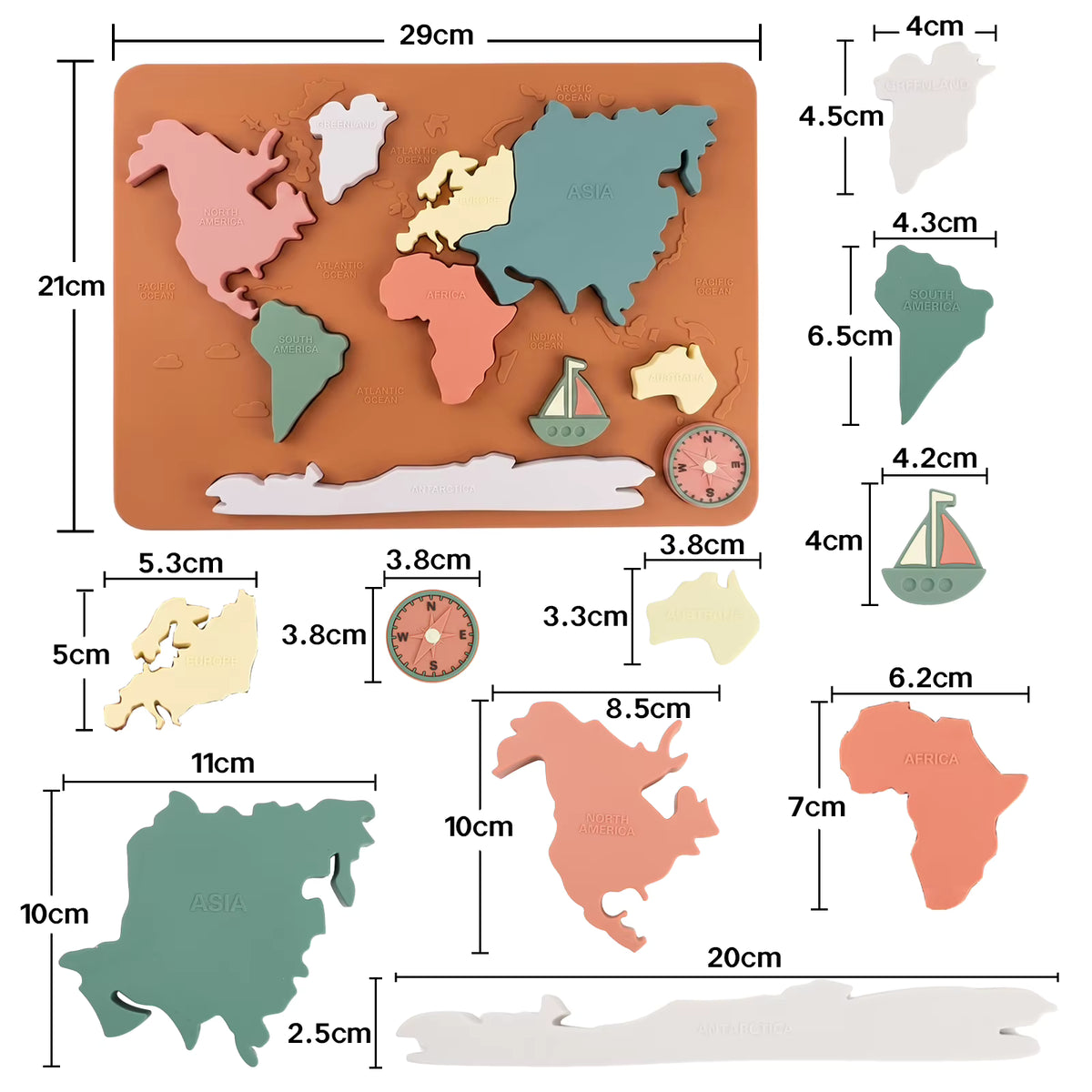 Montessori Silicone World Map Puzzle for Toddlers & Kids
