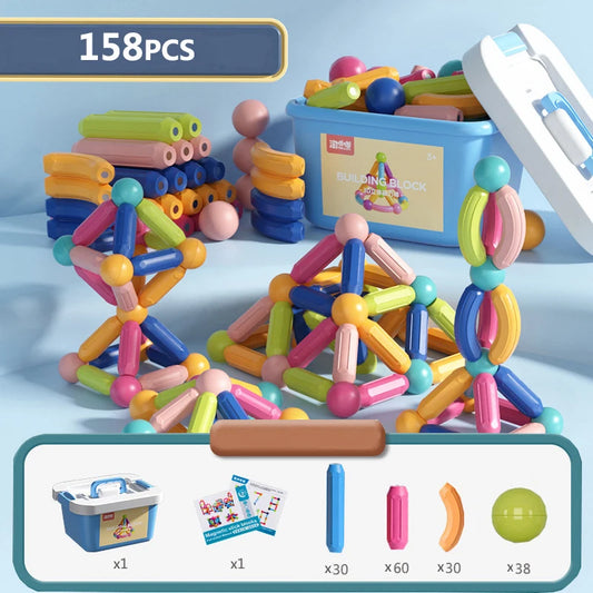 Montessori Magnetic Building Blocks, Magnetic Tiles Stacking Build Set for Kids