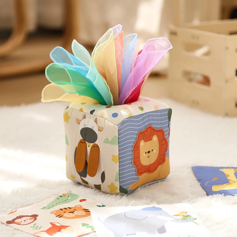Magic Cotton Animal Tissue Box, Busy Board Baby Educational Activity Sensory Toy - LittleOzKid