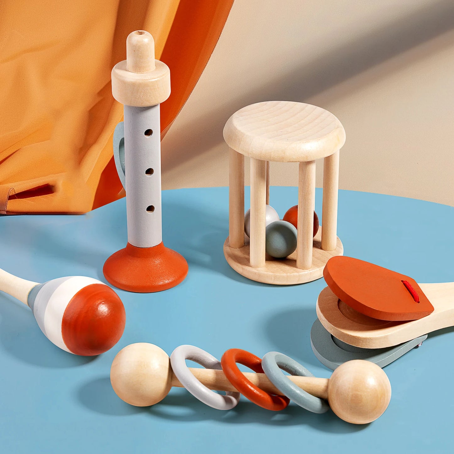 Baby Early Childhood Education, Handheld Bell, Ringing Instrument, Soothing Bed Bell, Wooden Gripping, Chewing Toy