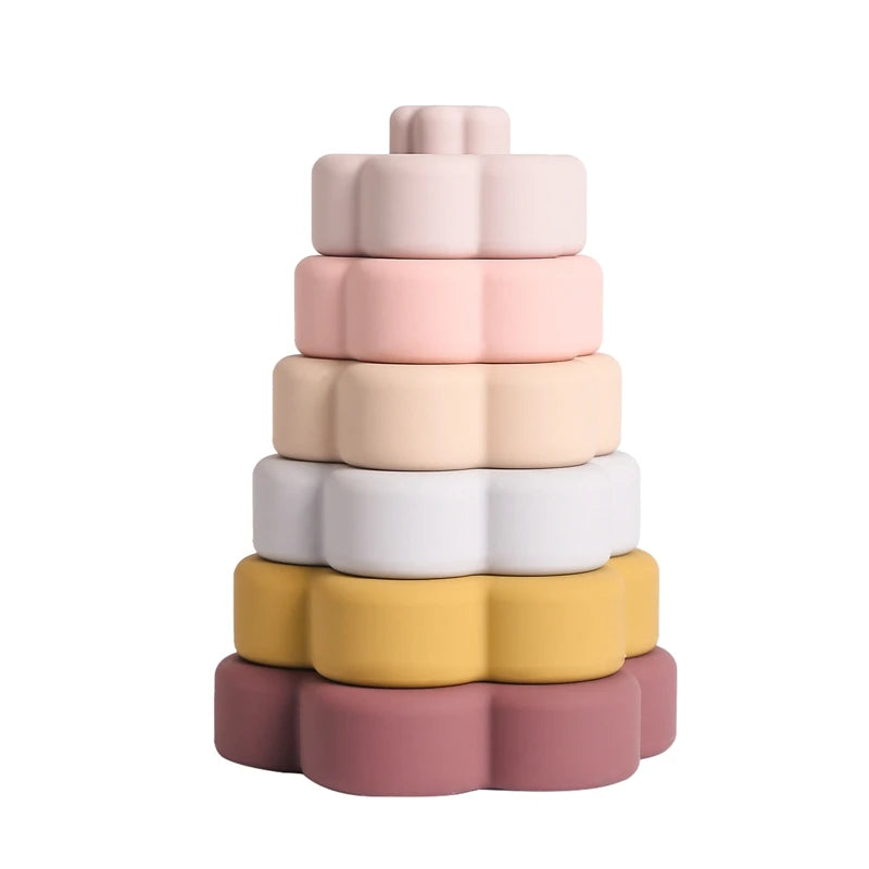 BPA-Free Baby Silicone Building Block, Soft Stacking Tower