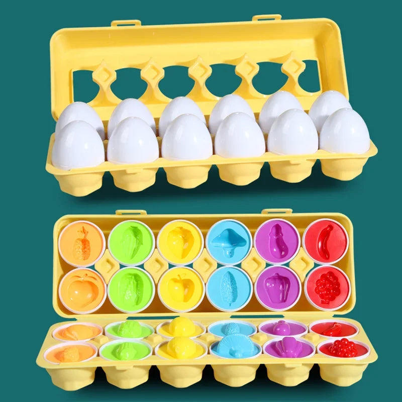 6 to 12 PCS Matching Puzzle Eggs Colour Montessori Sensory Educational Toy - LittleOzKid