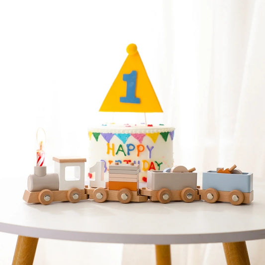 Montessori Wooden Train Birthday Toy Kids - LittleOzKid