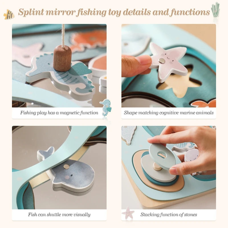 Montessori Wooden Magnetic Fishing Toys for Kids