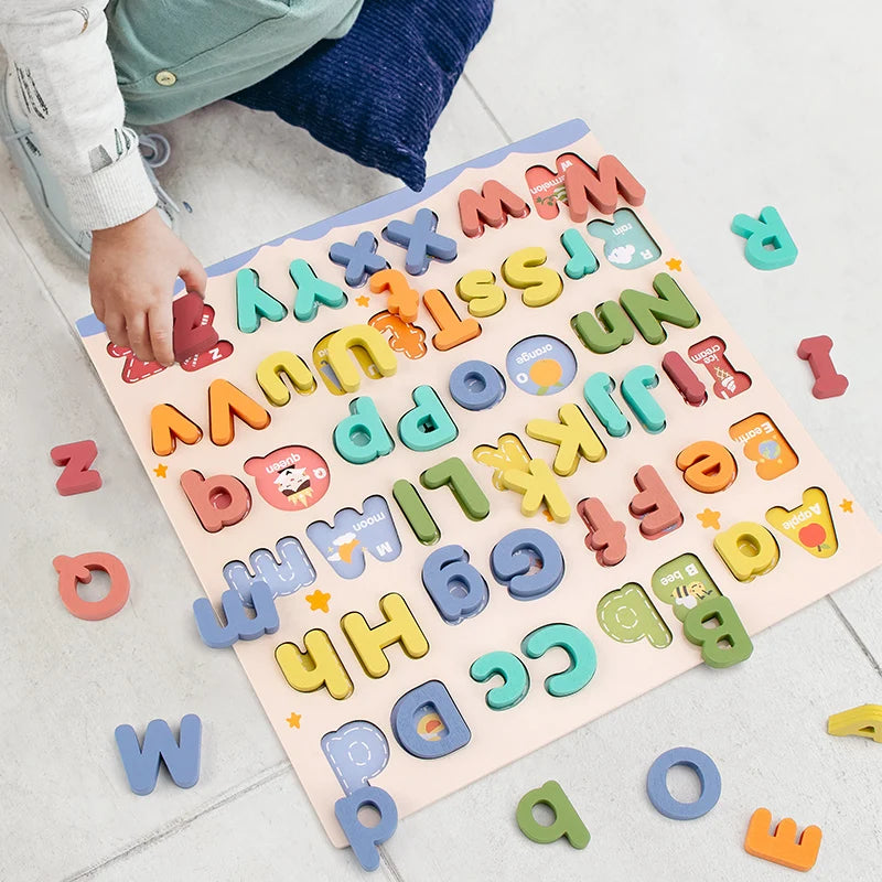 Wooden Educational Abc Alphabet Upper Case and Lower Case  Puzzle