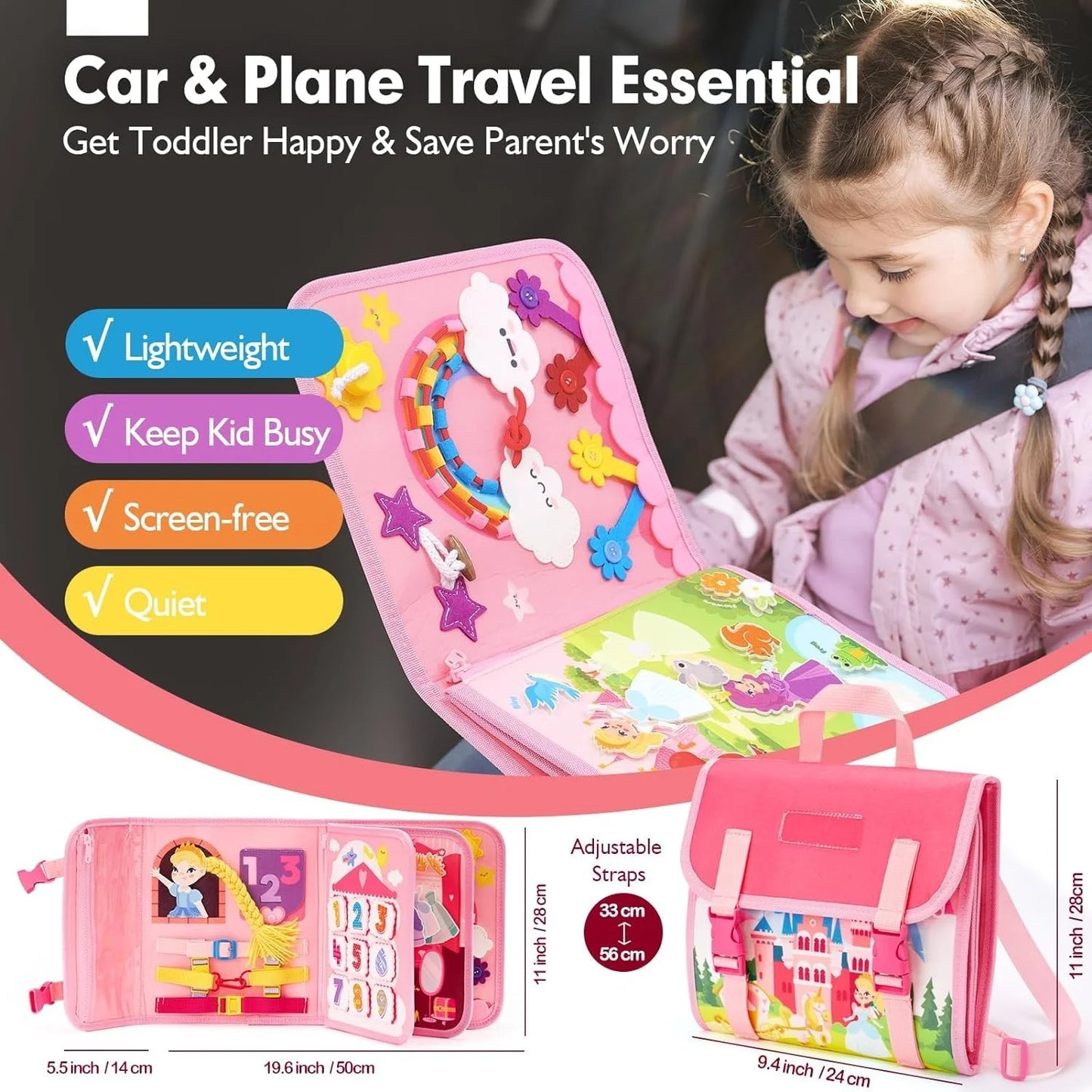 17 in 1 Backpack Learning Toddlers Busy Board, Felt Quiet Book for Kids - LittleOzKid