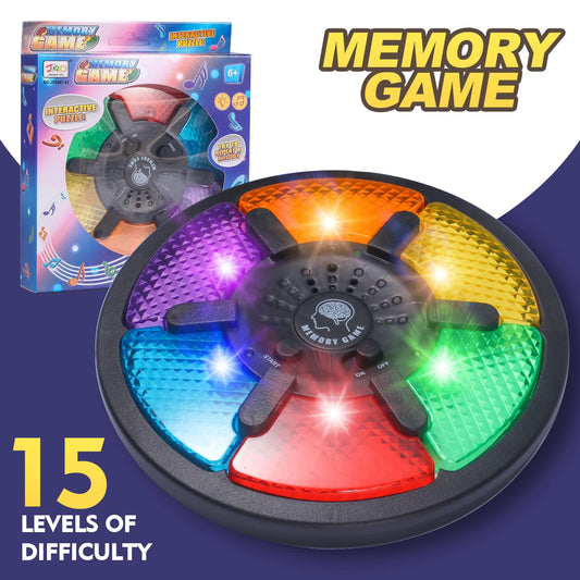 Memory Game Challenge Machine Toy with Light and Sound, Electronic Brain Puzzle for Kids