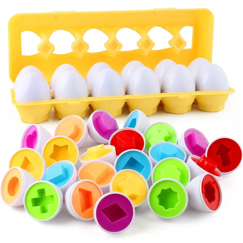 6 to 12 PCS Matching Puzzle Eggs Colour Montessori Sensory Educational Toy - LittleOzKid