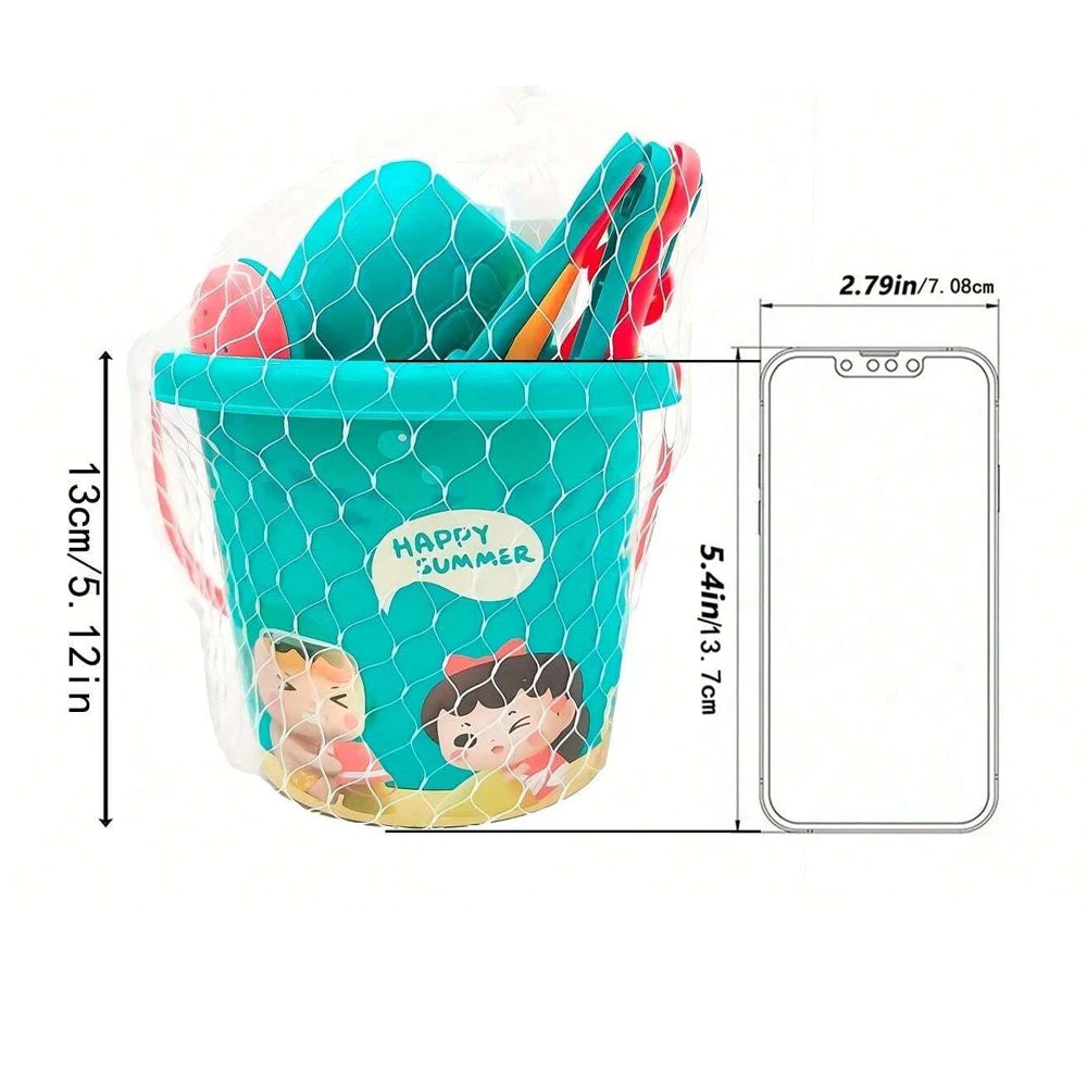 18PCS Beach Sand Toy Set, Beach Bucket Play Set Kids Toy with Shovel Sand Moulds