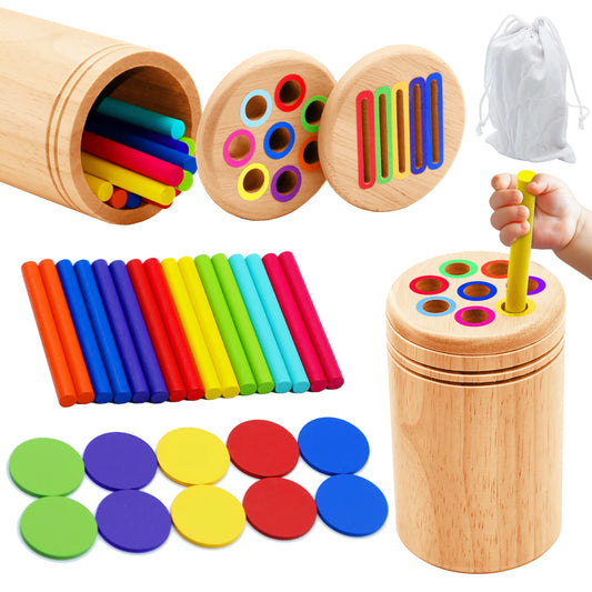 Montessori Wooden Toys Color Sorting and Shape Matching Sensory Toys, Matching Puzzle