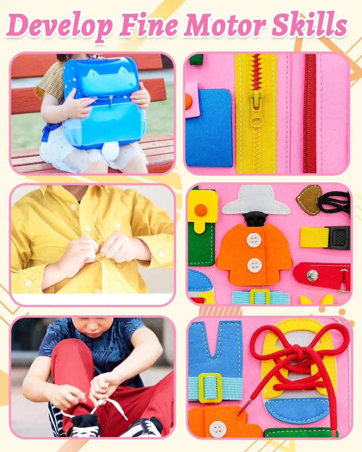 17 in 1 Backpack Learning Toddlers Busy Board, Felt Quiet Book for Kids - LittleOzKid