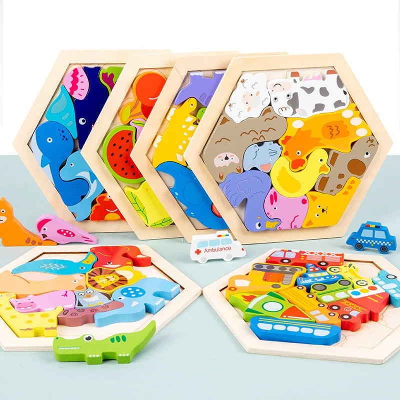 3D Wooden jigsaw Puzzle Board for kids