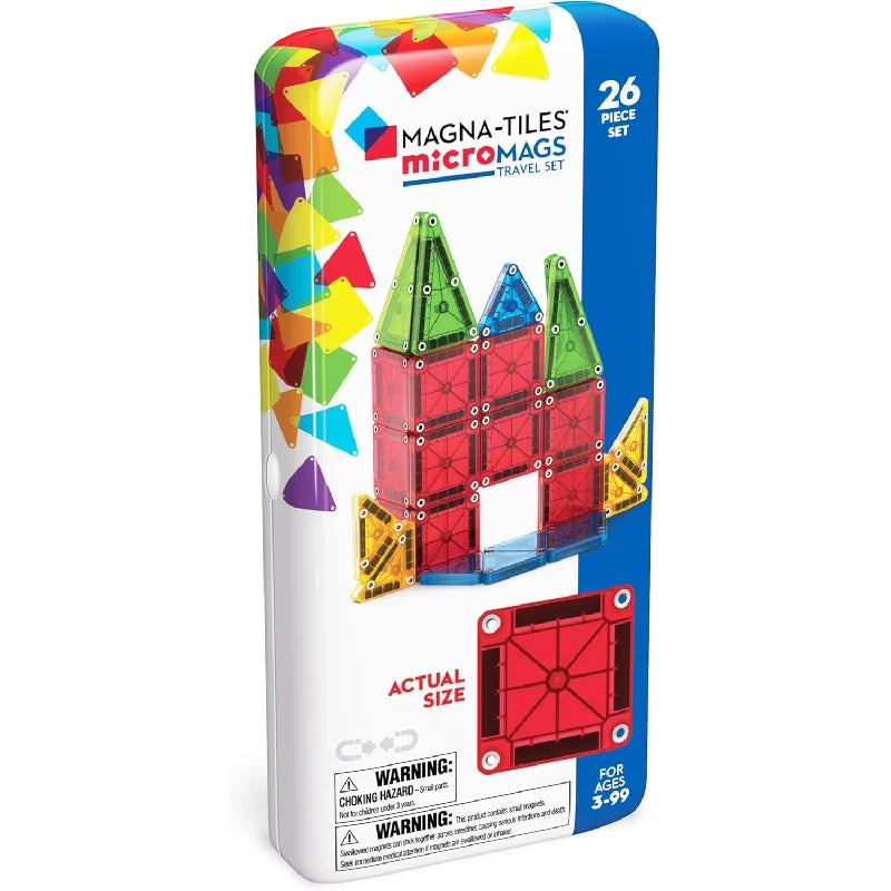 26/30PCS Travel Mini Magnetic Tiles, Building Blocks for Kids