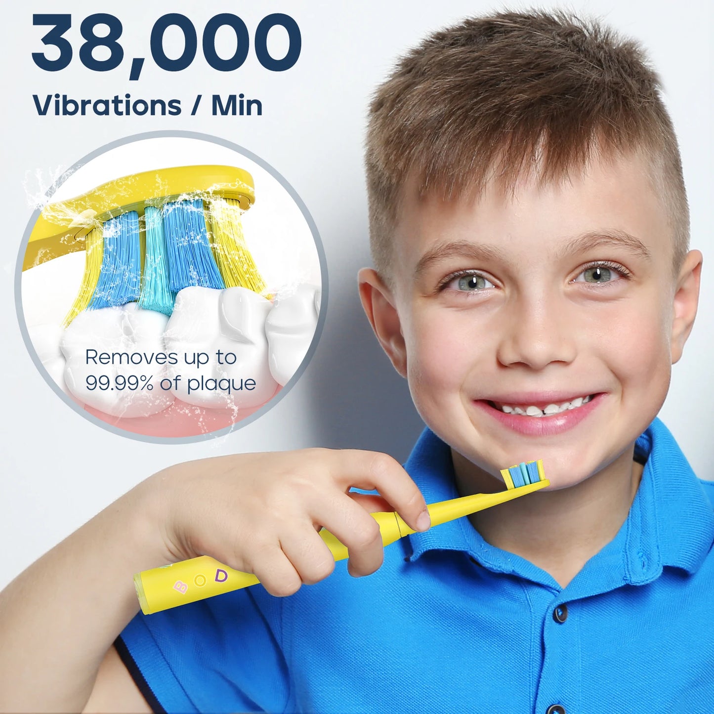 Rechargeable Kids Electric Toothbrush with Stickers and 3 Extra head