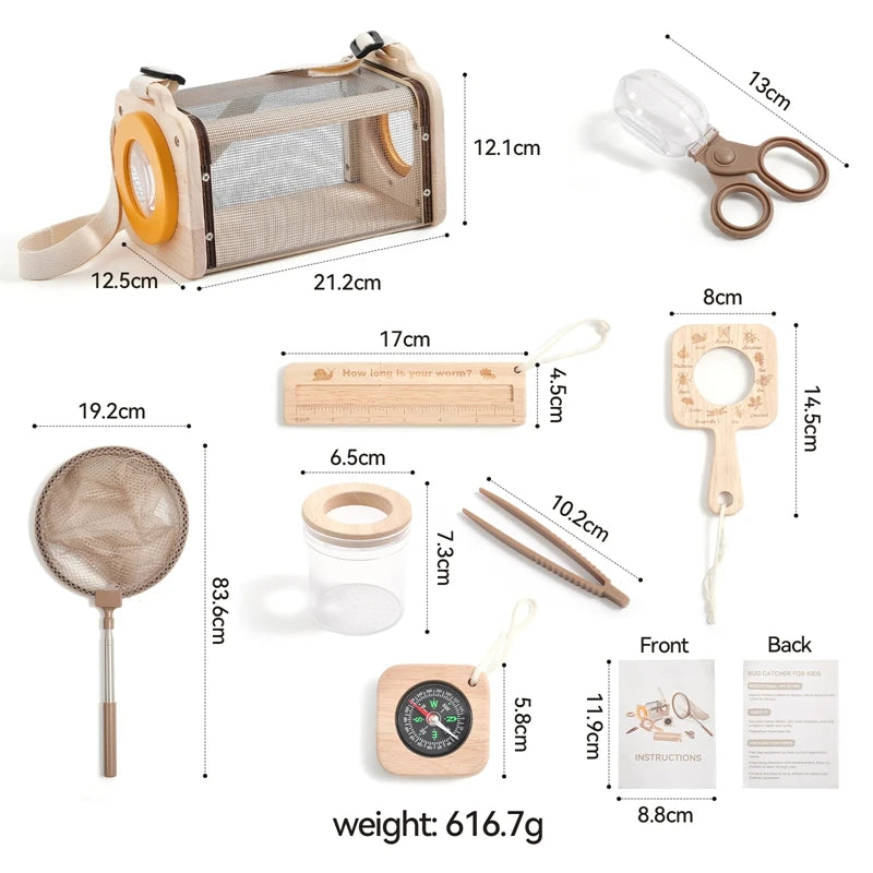 9pc Kids Nature Exploration Kit, Insect Catcher & Bug Viewer Box