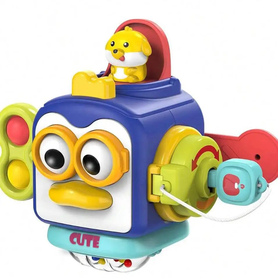 6 in 1 Montessori Toddlers Activity Cube, Busy Hand Grasping Sensory Toy