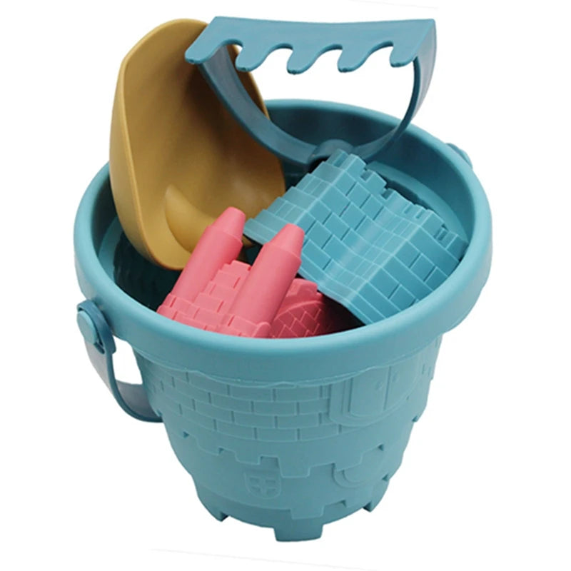 6pcs Kids Baby Silicone Outdoor Beach Toy Set Bucket Sand Shovel Spade Moulds - LittleOzKid