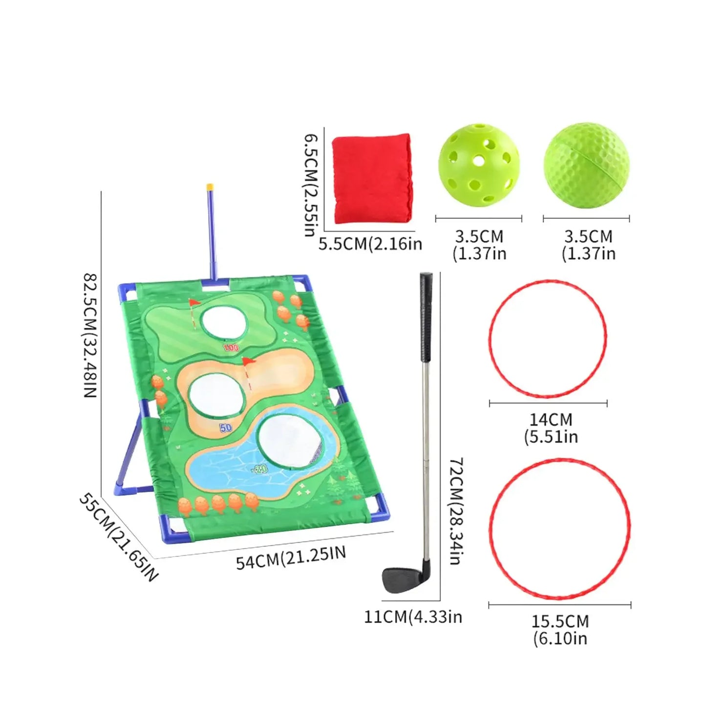 3-in-1 Kids Golf Game Set – Indoor/Outdoor Toss & Putting Fun