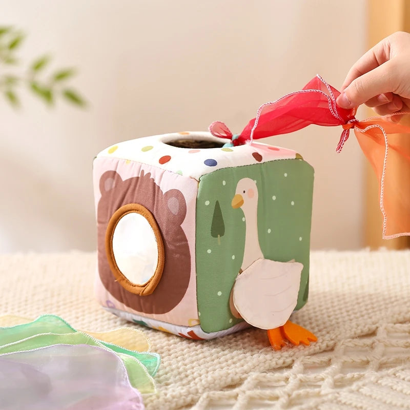 Magic Cotton Animal Tissue Box, Busy Board Baby Educational Activity Sensory Toy - LittleOzKid