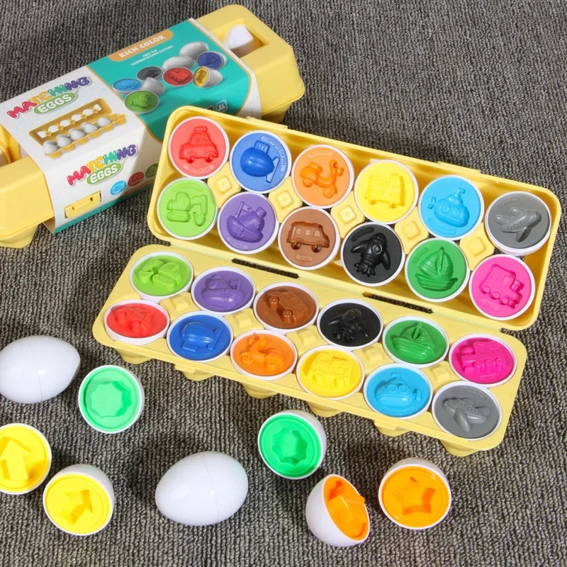 6 to 12 PCS Matching Puzzle Eggs Colour Montessori Sensory Educational Toy - LittleOzKid