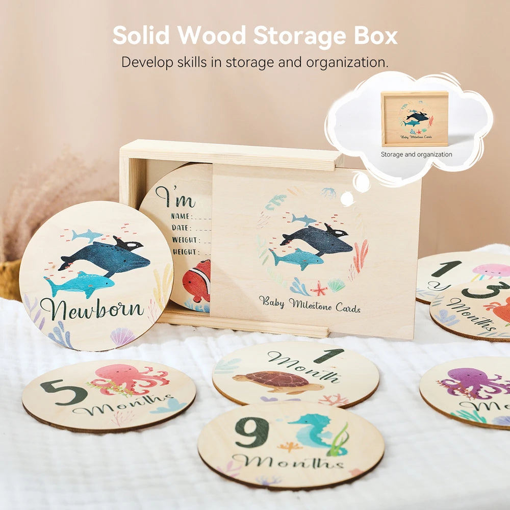 Newborn Wooden Milestone Cards Set Number
