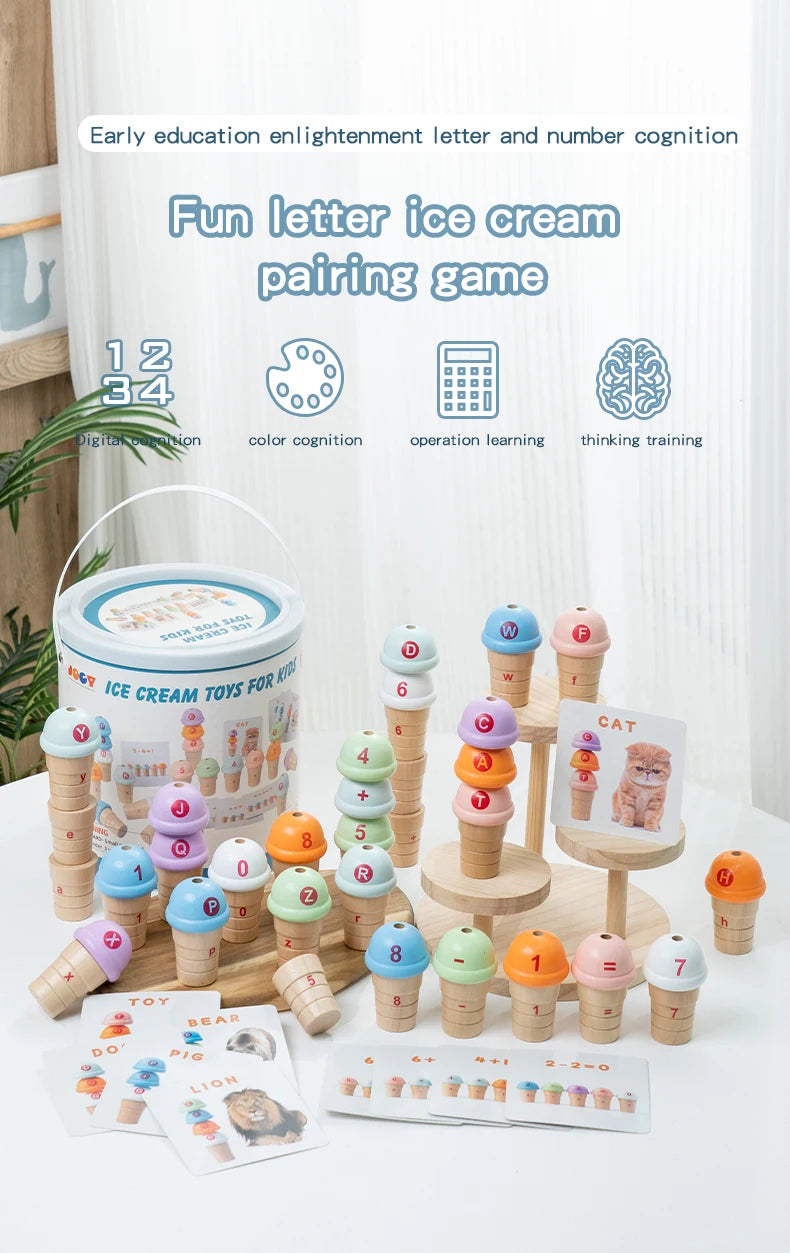 Montessori Letter and Number Ice Cream Pairing Game - LittleOzKid