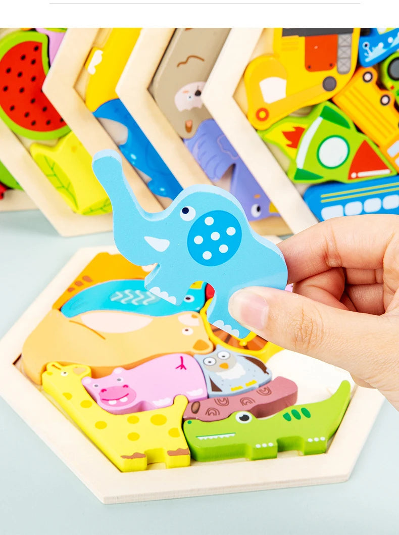 3D Wooden jigsaw Puzzle Board for kids